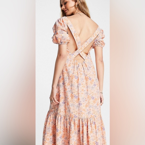 ASOS Design square neck, cross back maxi dress in gingham - Picture 5 of 12